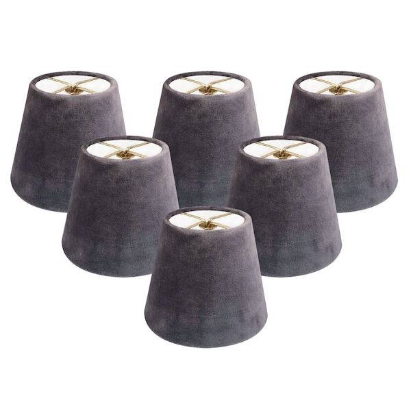 Royal Designs, Inc. Clip On Chandelier Lamp Shade, Velvet Fabric, Gray