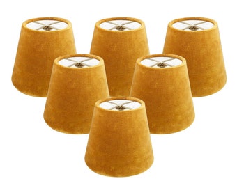 Royal Designs, Inc. Clip On Chandelier Lamp Shade, Velvet Fabric, Mustard