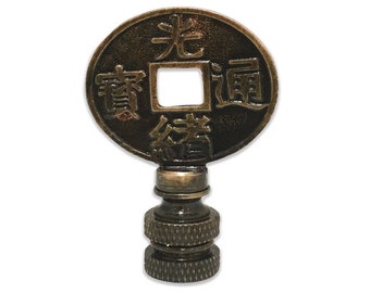 Royal Designs, Inc. Asian Symbols Lamp Finial for Lamp Shade- Antique Brass
