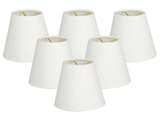 Royal Designs, Inc. Hardback Empire Linen White Chandelier Lamp Shade, 3" x 5" x 4.5", Clip On