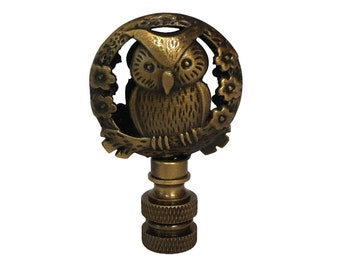 Royal Designs, Inc. Decorative Wise Owl Lamp Finial, Antique Brass