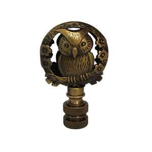 Royal Designs, Inc. Decorative Wise Owl Lamp Finial, Antique Brass
