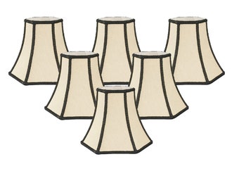 Royal Designs Beige Decorative Trim Hexagon Chandelier Lamp Shade, 2.5" x 5" x 4.5", Clip On