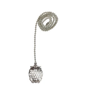 May include: A silver chain with an owl-shaped pull. The owl is made of a wire mesh design.