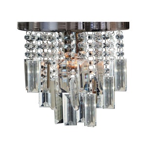 Royal Designs, Inc. Flush Mount – Lola Clear Crystal – 1 Light Socket – Chrome Finish – 8" Diameter