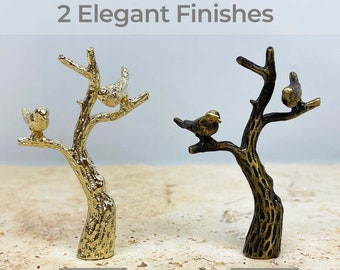 Royal Designs, Inc. Small Birds in Tree Lamp Finial for Lamp Shade - Antique or Polished Brass