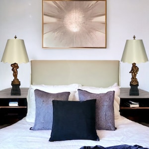 28&quot; Antique Gold Cast Metal Antique Cherub Left/Right Set Table Lamps with Scalloped Lampshade