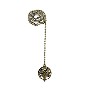 Royal Designs, Inc. 24 Inch Adjustable Ceiling Fan Pull Chain Extension with Abundant Tree Ornament - Antique Brass