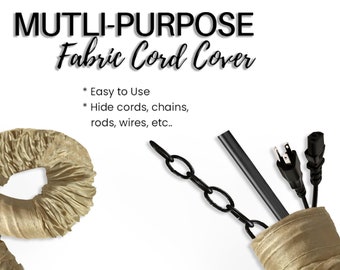 Cord & Chain Cover 4 feet Silk Type Fabric, Chandelier Pendant Lighting Chain, Cable Management, Hook Touch Fastener