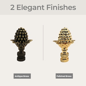 Royal Designs Decorative Pineapple Lamp Finial for Lamp Shade - Antique or Polished Brass