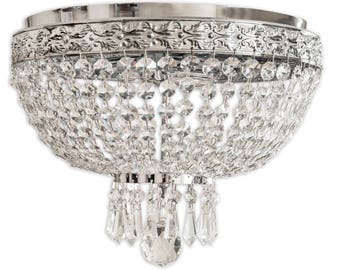 Royal Designs, Inc. Flush Mount, K9 Quality Crystal, 2 Lights, Chandelier Lighting