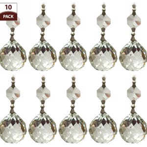 Royal Designs, Inc. Replacement Chandelier Crystal Prism - Faceted Ball with Chrome Connectors - 10-Pack