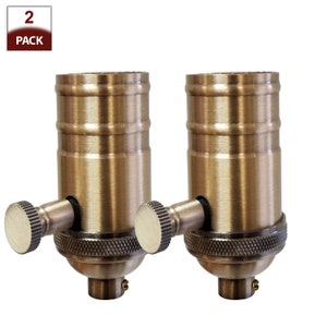 Royal Designs, Inc. Dimmer Socket with Shell and Turn Knob, E26 Medium Base - Antique Brass