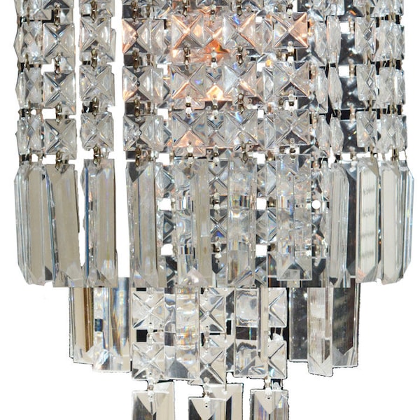 Royal Designs, Inc. Flush Mount – Mariaj Clear Crystal – 1 Light Socket – Chrome Finish – 12" Diameter