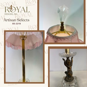 Victorian Pink  Fringe Table Lamp – Cherub Base with Crystal & Brass Details