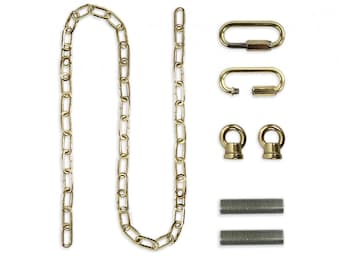 Royal Designs, Inc. Heavy Duty Lighting Fixture Chain, Extendable up to 6ft, 60-Pound Weight Capacity, Polished Brass