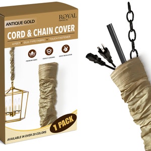 Cord & Chain Cover 4 feet Silk Type Fabric, Chandelier Pendant Lighting Chain, Cable Management, Hook Touch Fastener image 2