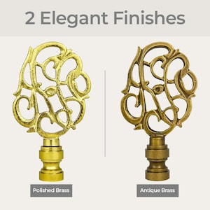 Royal Designs, Inc. Hand Carved Caste Floral Lamp Finial for Lamp Shade - Antique or Polished Brass