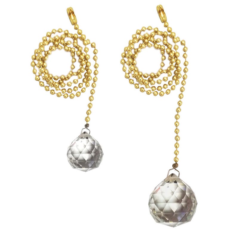 Royal Designs, Inc. Fan Pull Chain with Crystal Ball Faceted Pendant - Thumbnail 2