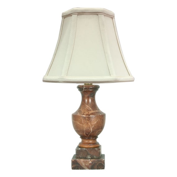 Caramel Square Base Mini Alabaster Lamp With Cut Corner Eggs Shade