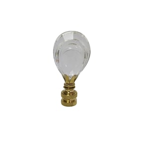 Royal Designs, Inc. Flat Teardrop Shaped Crystal Finial for Lamp Shade - Polished Brass Base