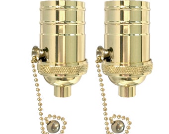 Royal Designs, Inc. Vintage Pull Chain Lamp Socket for Incandescent LED Bulbs, Polished Brass