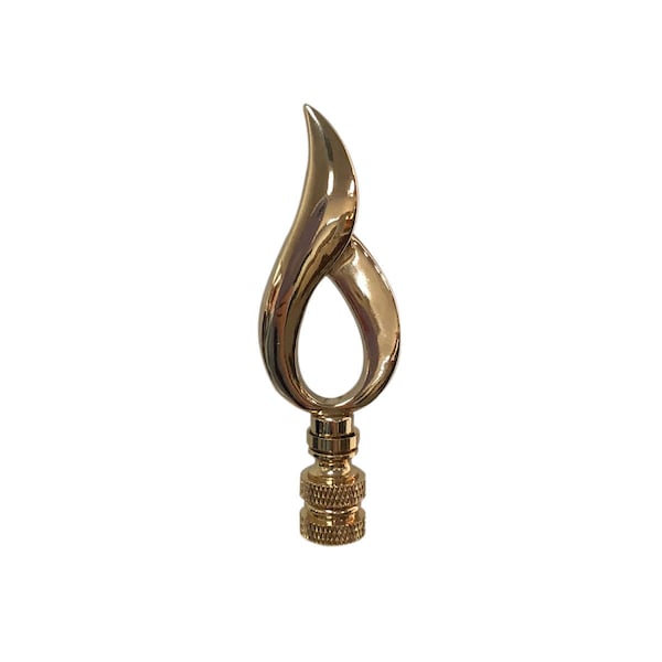 Royal Designs, Inc. Modern Flame Design Lamp Finial, Polished Brass