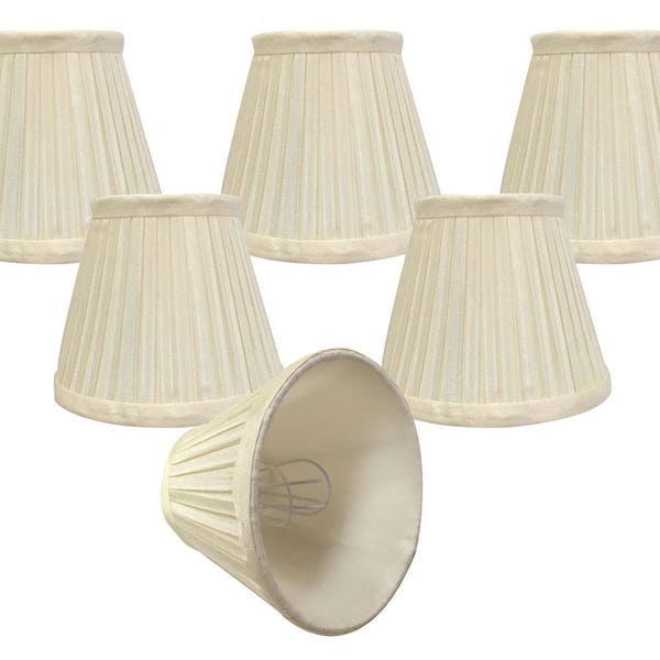 Royal Designs Chandelier Lamp Shades - 3" x 5" x 4.5" - Pleated Empire - Eggshell - Clip-On