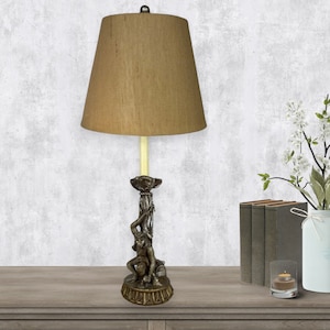 Royal Designs, Inc. 37&quot; Bronze Monkey with Treasure Chest Candlestick Lamp