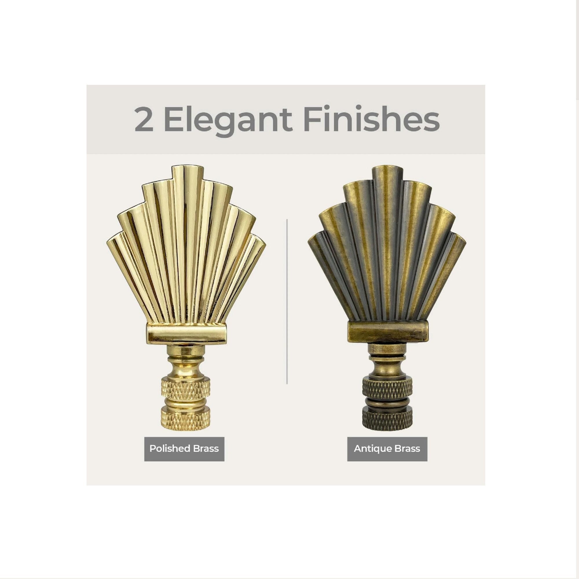 Royal Designs, Inc. Art Deco Motif Lamp Finial for Lamp Shade - Polished and Antique Brass Finishes