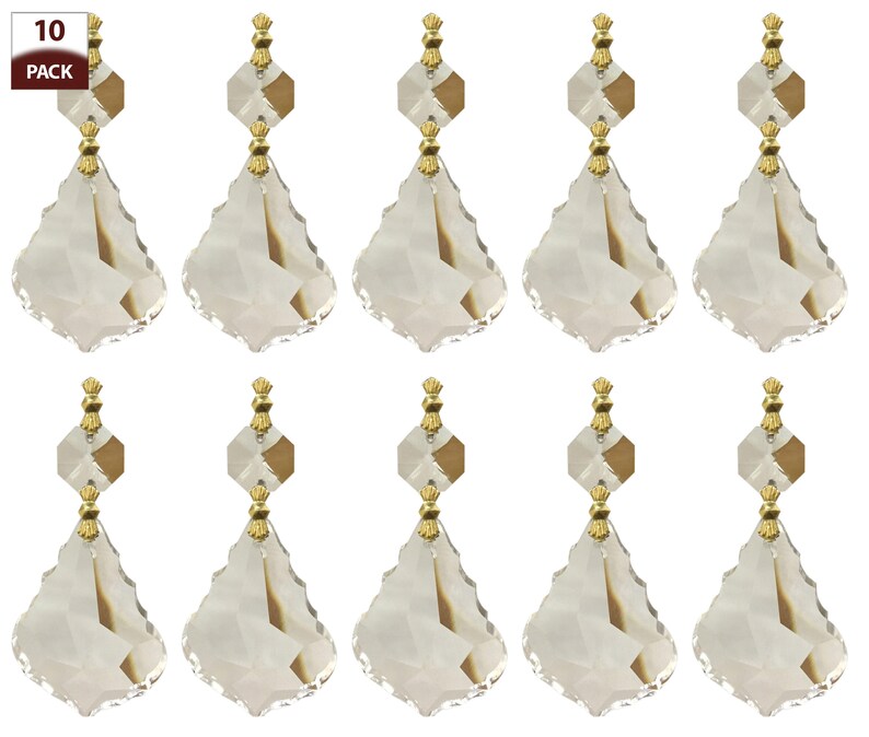 Replacement Chandelier Crystal Prism 10Pack French Maple Leaf Cut with