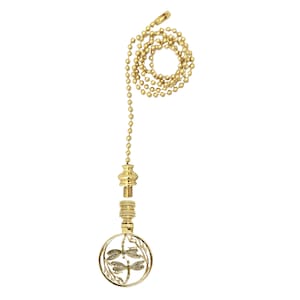 Royal Designs, Inc. Fan Pull Chain with Double Dragon Fly Filigree Finial, Polished Brass
