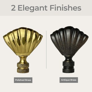 Royal Designs, Inc. Seashell Lamp Finial for Lamp Shade - Antique and Polished Brass