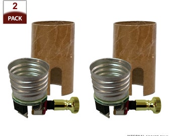 Royal Designs, Inc. Dimmer Socket with Turn Knob, Paper Insulator E26 Medium Base- Polished Brass Knob