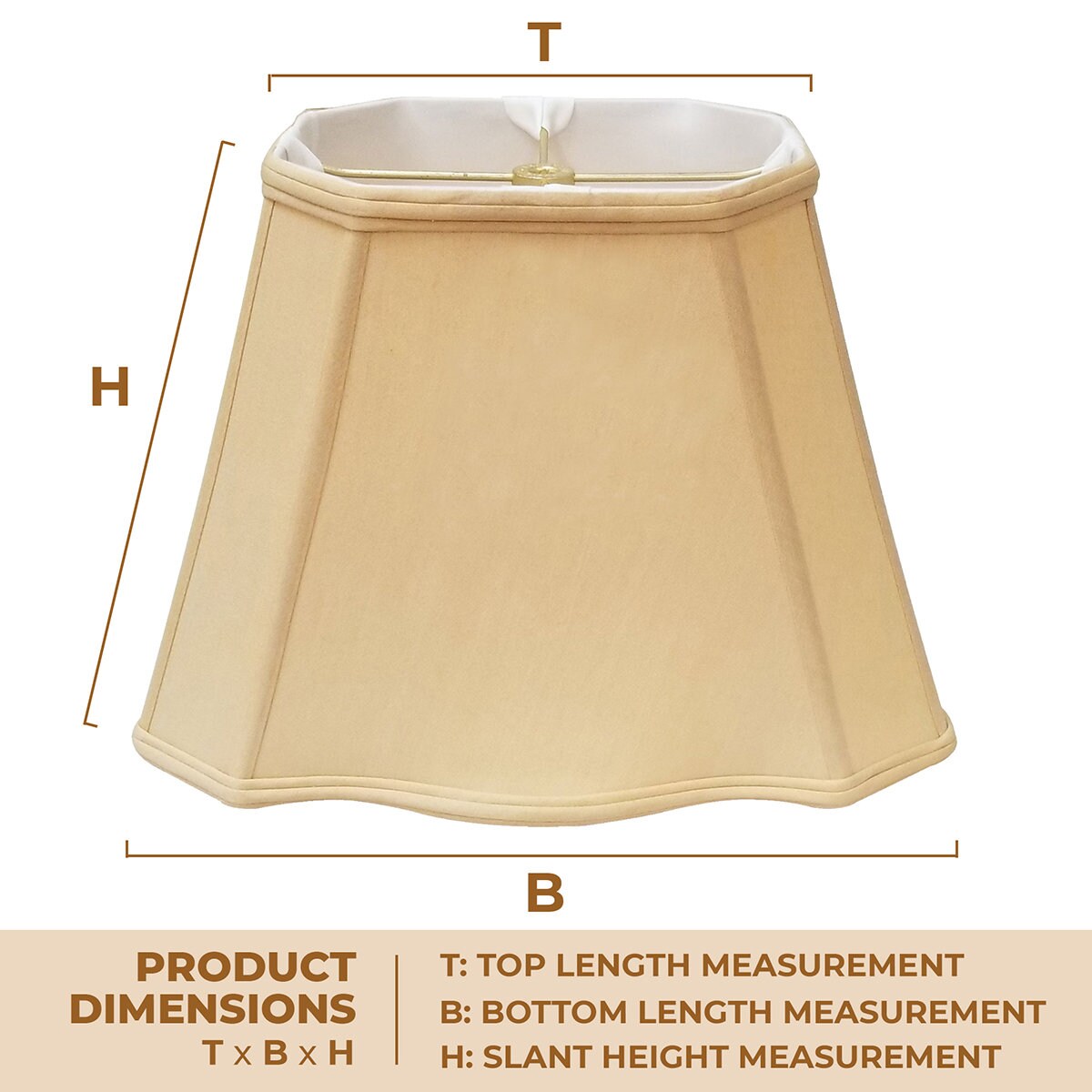 Royal Designs Flare Bottom Outside Corner Scalloped Basic Lamp Shade, Eggshell, 9" X 16" X 12
