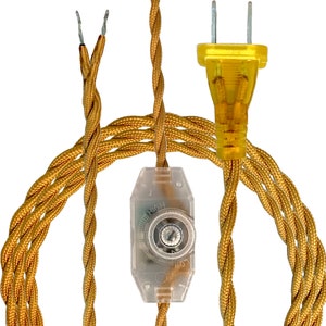 Royal Designs, Inc. 8Ft Twisted Rayon Lamp Cord with NEMA-15P Plug, Dimmer Switch, Stripped Ends Ready for Wiring, SPT-1 UL Listed image 3