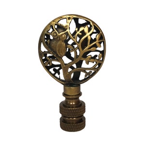 Royal Designs, Inc. Decorative Tree Owl Lamp Finial, Antique Brass