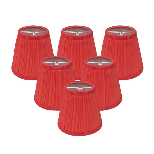 Royal Designs Designer Mushroom Pleat Empire Clip On Chandelier Lamp Shade, Red, 3" x 5" x 4.5"