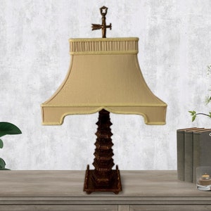Royal Designs, Inc. 26.5" Asian Pagoda Lamp with Brushed Gold Finish