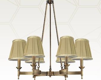 Royal Designs, Inc. Antique Gold Decorative Trim Empire Chandelier Lamp Shade, 3" x 5" x 4.5", Clip On