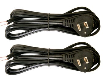 Royal Designs, Inc. Lamp Cord, Flat 2-Prong Plug, Polarized, DIY Repair/Replacement, Ready for Wiring, 8 Ft, Black, SPT-1 UL Stamped