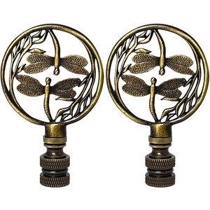 Royal Designs Lampenendstücke – Doppeltes Drachenfliegen-Motiv, 2er Pack, Antik Oder Poliert