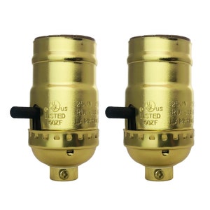 Royal Designs, Inc Push Through Lamp Socket for Incandescent or LED Bulbs, Polished Brass Finish