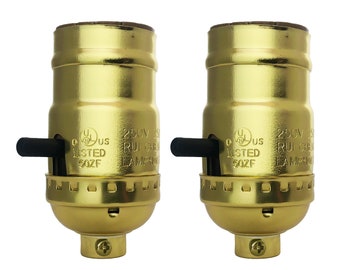 Royal Designs, Inc Push Through Lamp Socket for Incandescent or LED Bulbs, Polished Brass Finish