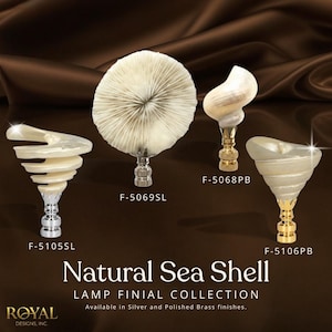 Royal Designs, Inc. Natural Sea Shell & Coral Lamp Finials, Multiple Styles and Finishes