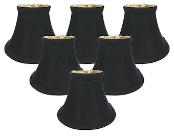 Royal Designs, Inc. True Bell Black w/Gold Lining Chandelier Lamp Shade, 3" x 6" x 4.5", Clip On