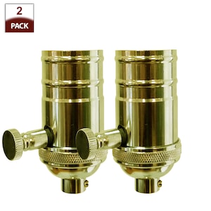 Royal Designs, Inc. Dimmer Socket with Shell and Turn Knob, E26 Medium Base - Polished Brass