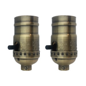 Royal Designs, Inc. Push Through Lamp Socket for Incandescent or LED Bulbs, Antique Brass Finish