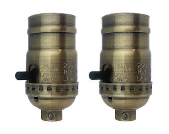 Royal Designs, Inc. Push Through Lamp Socket for Incandescent or LED Bulbs, Antique Brass Finish