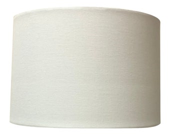 Royal Designs, Inc. Uno Drop Shallow Drum Hard Back Table Lampshade, 13 x 14 x 9, Linen White
